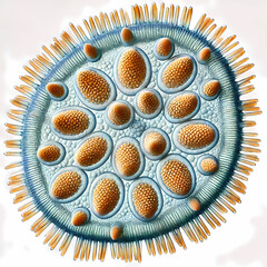 a closeup or macro image of paramecium caudatum on white background