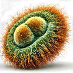 a closeup or macro image of paramecium caudatum on white background
