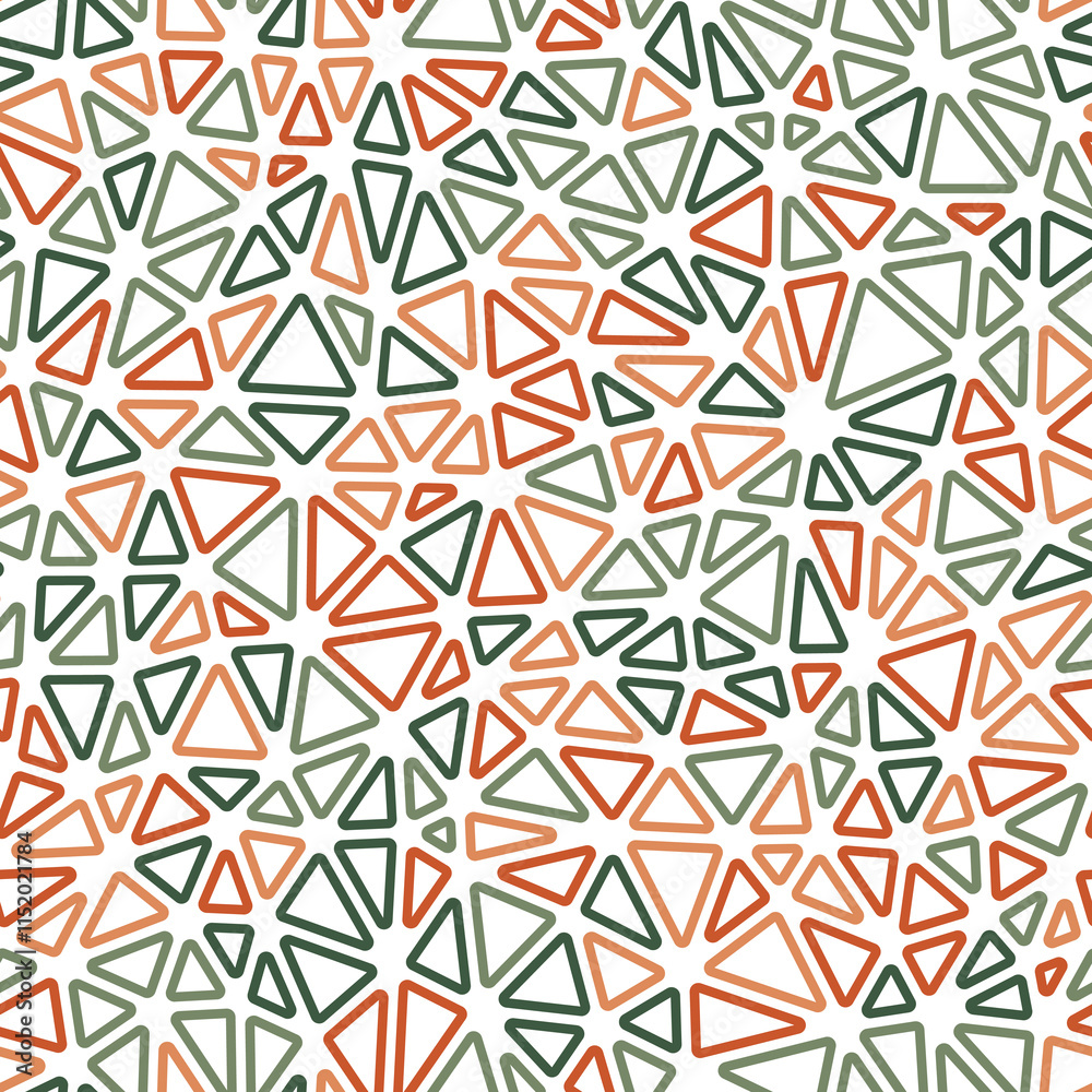 Poster tileable abstract background. small triangles size. multiple colors style. rounded triangles outline