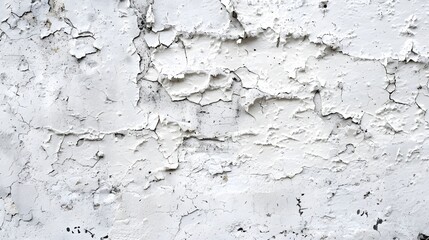 Fototapeta premium Cracked and Peeling White Paint on Weathered Wall Surface