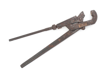 Old, grunge adjustable wrench isolated on a white background