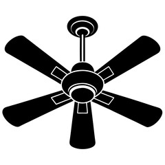 Ceiling fan silhouette vector illustration on white background