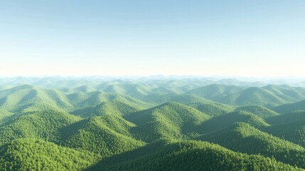 Fototapeta premium Lush Green Valleys with Soft Light and Panoramic View