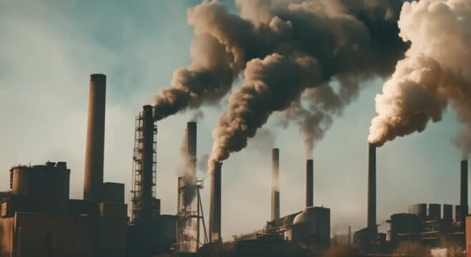 factory emitting very thick smoke