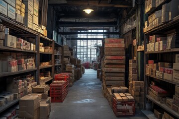 Obraz premium Bookshelves filled with old books in a vintage library