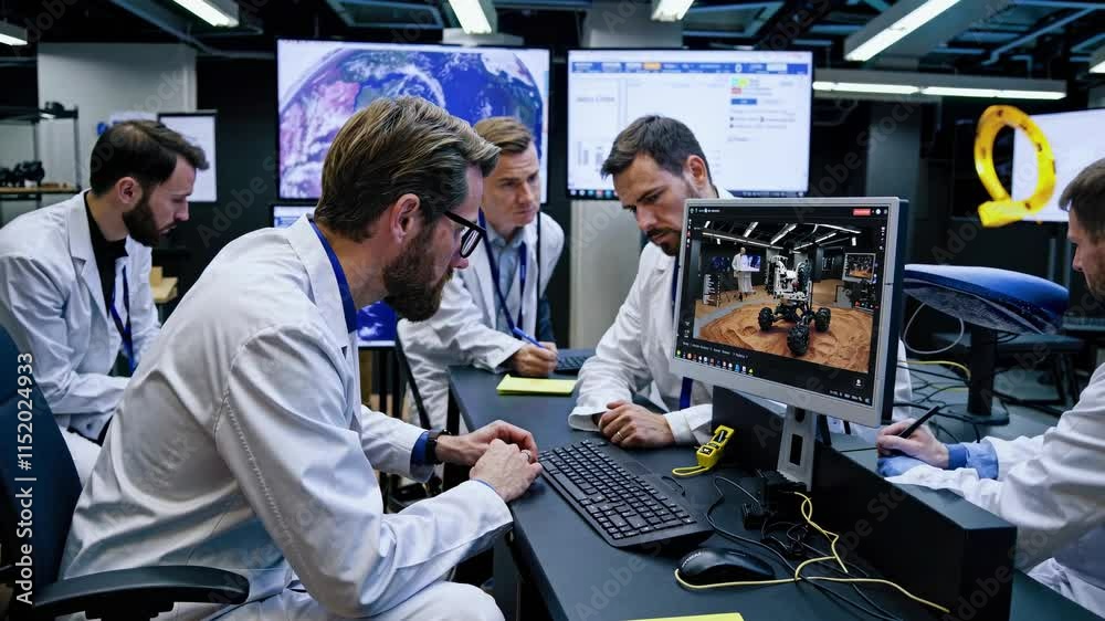Leinwandbilder robotic exploration of martian terrain by scientists in a research lab setting