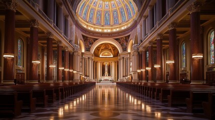 Obraz premium Serene Historic Cathedral with Soft Lighting