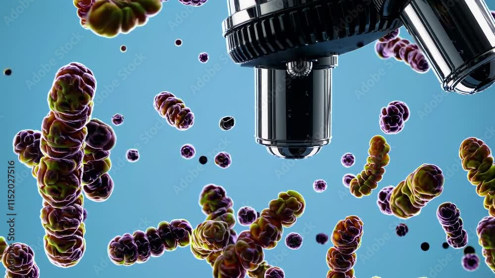 Fototapete exploring the microscopic world of bacteria and microorganisms under a microscope
