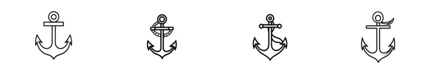 A hand-drawn modern illustration of a ship's sea anchor and rope in a vintage engraving style. © Andrei