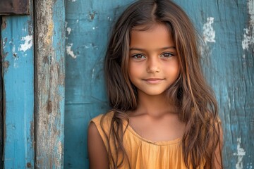 Fototapeta premium Portrait of a young girl with a serene expression