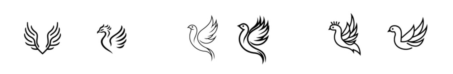 A contemporary logo design featuring a red phoenix on a black and white background, presented as an abstract template.