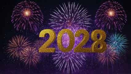 Fireworks summer 2028 colorful background