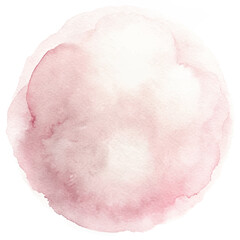 Gentle pink watercolor circle featuring soft textures, suitable for artistic backgrounds and designs.