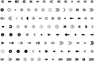 Arrow icon . Mega set of vector arrows. Sideways set. Design elements for your web, app, presentations, etc. Striped direction. Vector illustration.