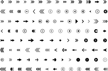 Arrow icon . Mega set of vector arrows. Sideways set. Design elements for your web, app, presentations, etc. Striped direction. Vector illustration.