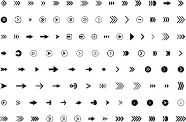 Arrow icon . Mega set of vector arrows. Sideways set. Design elements for your web, app, presentations, etc. Striped direction. Vector illustration.