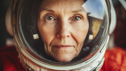 Determined Senior Astronaut Embracing the Future with Curiosity and Resilience