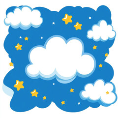 A cloud shape comic style speech bubble with stars and a white background.
