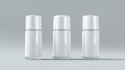 Set of white blank cosmetic bottles, and tubes isolated on a white background