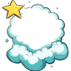 A cloud shape comic style speech bubble with stars and a white background.
