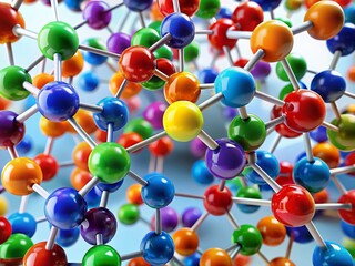 Colorful Molecular Structure, Chemistry, Science, 3D Model