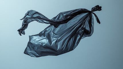 One black plastic bag isolated. garbage waste trash recycle for environment ecology pollution, household rubbish disposal package, dump junk pack, tied, sack, carry, throw.