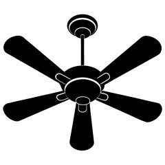 Obraz premium Ceiling fan silhouette vector illustration on white background