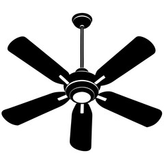 Ceiling fan silhouette vector illustration on white background