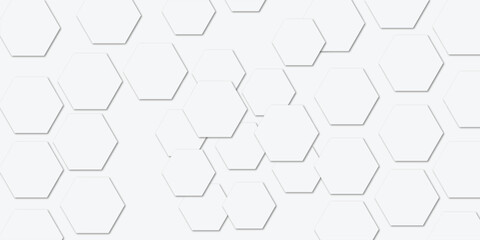 Geometric technology white hexagon background. Abstract vector illustration Science technology and medical concept hexagon on transparent background

