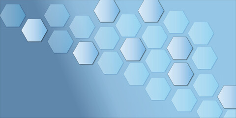 Abstract technology light blue geometric hexagon on blue background concept design honeycomb shape vector 