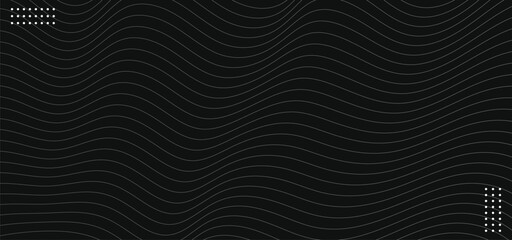 Abstract black and white background with curve lines and waves.Vector illustration