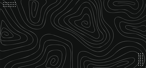 Fototapeta premium Topographic Map Background Concept on Black Background - Abstract Contour Vector Illustration