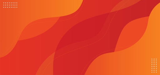 Abstract modern orange red banner background. Yellow and orange gradient with soft wavy line element.Vector