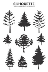 Obraz premium Silhouette Pine Trees Collection Vector Illustration
