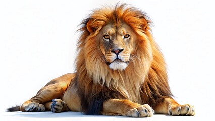 Obraz premium Lion Isolated on White Background with Copy Space