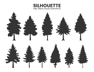 Obraz premium Pine Tree Silhouette Collection – Vector Illustration