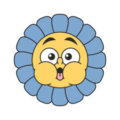 Cute daisy flower surprised emotion