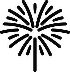 Obraz premium Simple Line Art Silhouette of a Firework in Bold Black, Isolated on a Clean White Background
