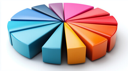 Obraz premium Pie chart with bold inner captions, dividing into equal sections of contrasting colors, on white.