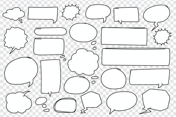 Obraz premium Speech Bubbles Set on Transparent Background - Comic Style Icons