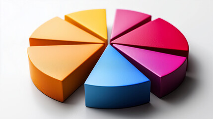 Fototapeta premium Interactive pie chart mock-up, with clickable segments represented by bold, crisp lines on a white background.