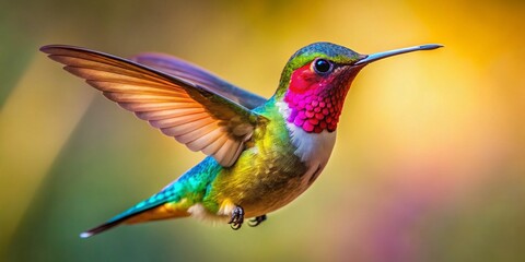 Fototapeta premium Vibrant Hummingbird Macro, Minimalist Art