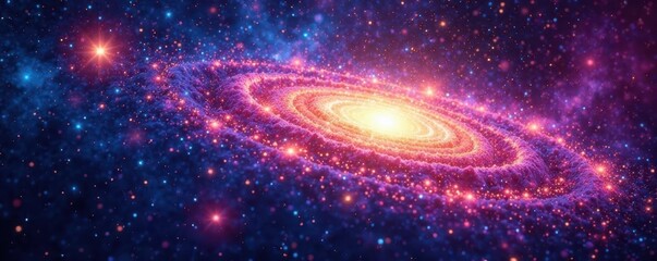 Abstract cosmic background, vibrant galaxies rotating in deep space, astronomical, science