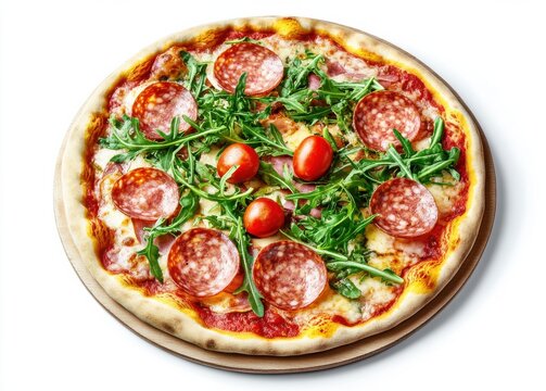 [Freshly baked homemade pepperoni pizza] Freshly Baked Pepperoni Pizza Close-up Appetizer