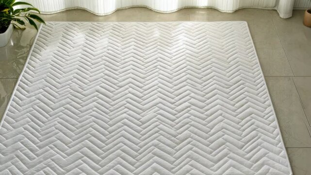 White Non-Slip Mat with Herringbone Pattern for Home or Office Use