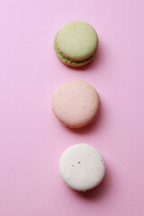 Traditional french macarons in pastel colors.