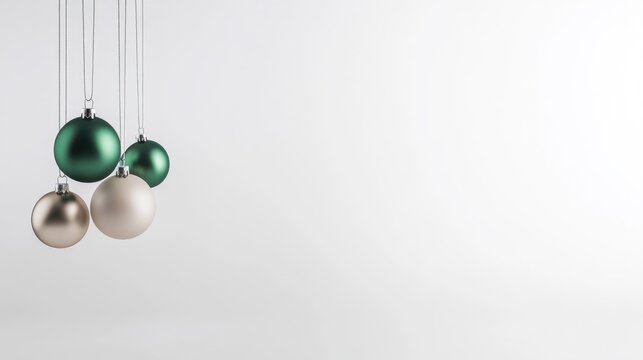 [Modern gold and silver sphere interior design] Spherical Harmony: Modern Gold and Silver Orbs Against a White Wall