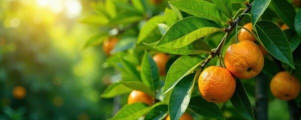 Lush orange tree laden with juicy oranges and vibrant green foliage , image, green