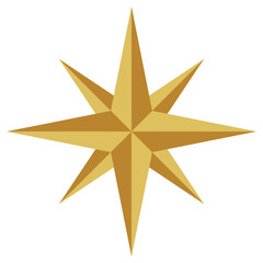 Obraz premium Golden compass rose on a transparent background