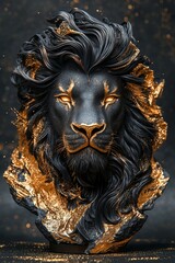 Majestic Lion Bust with Gold and Black Artistic Design